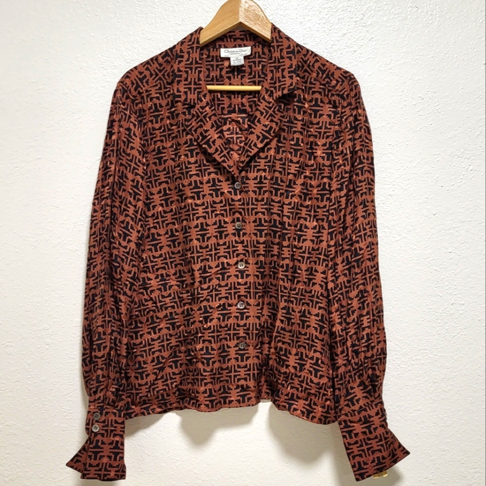 Vintage Christian Dior Blouse deadstock 100% silk Size 14